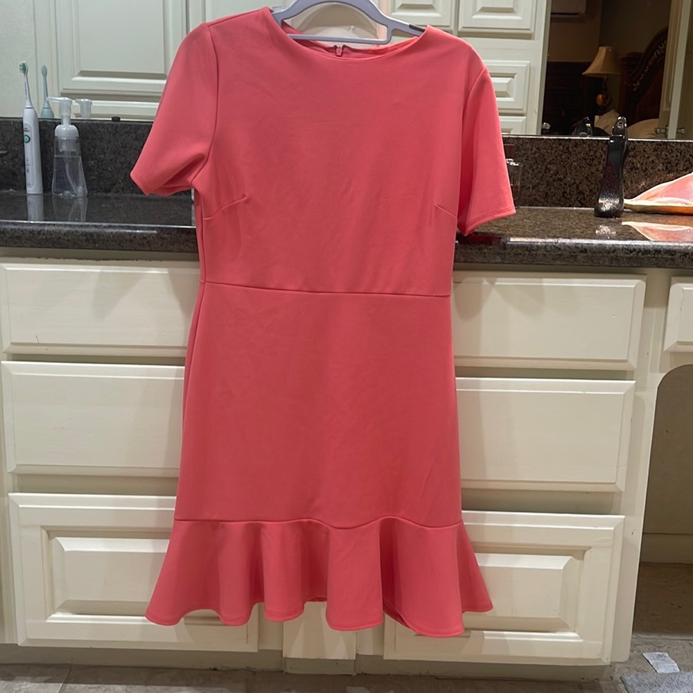 Coral Flirty Business Casual Dress